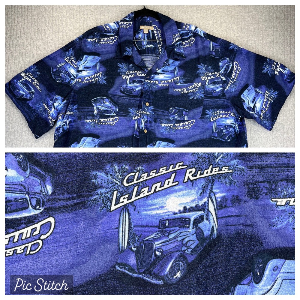Vintage Classic Car hot rod Ford Hawaiian Shirt Men XL Route 66 Boyd Coddington‎